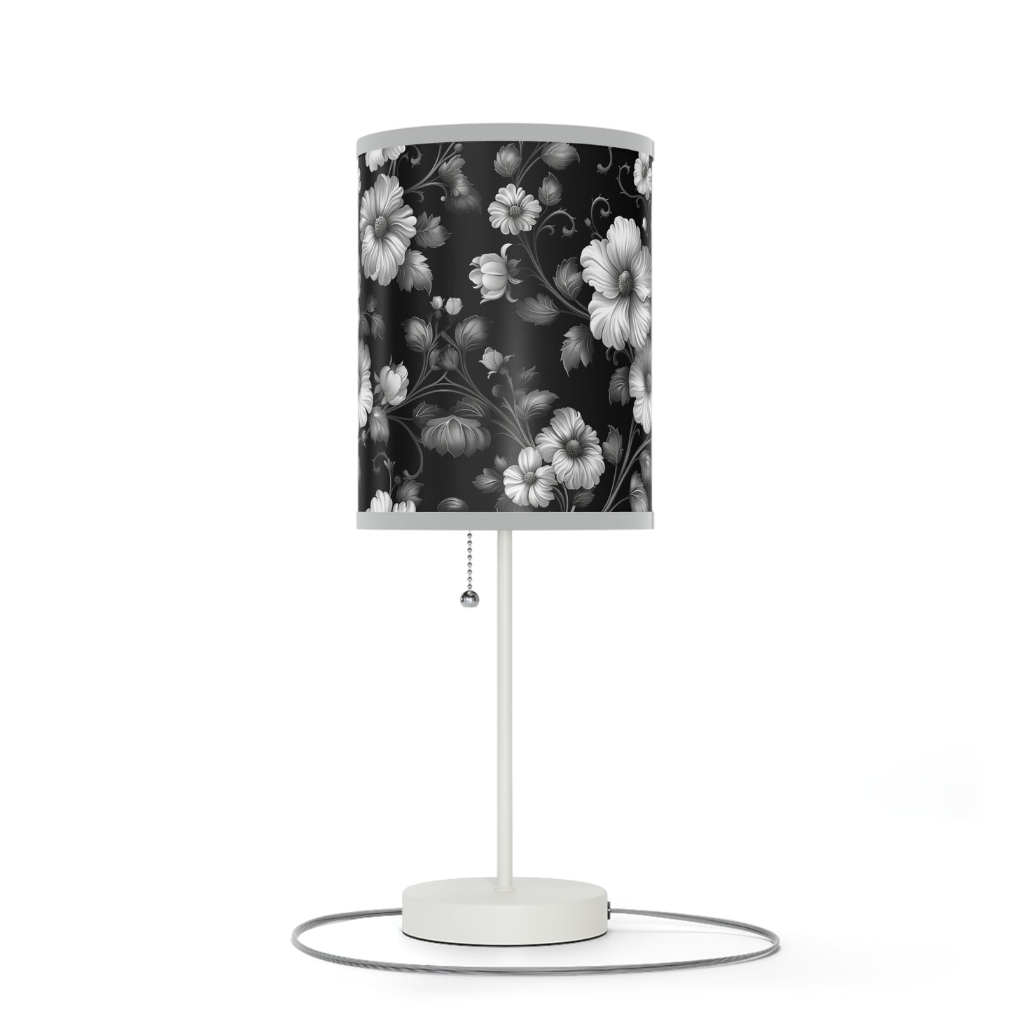 Elegant Floral Table Lamp, Modern Home Decor, Bedroom Lighting, Living Room Accent, Gift for Her, Black and White Style