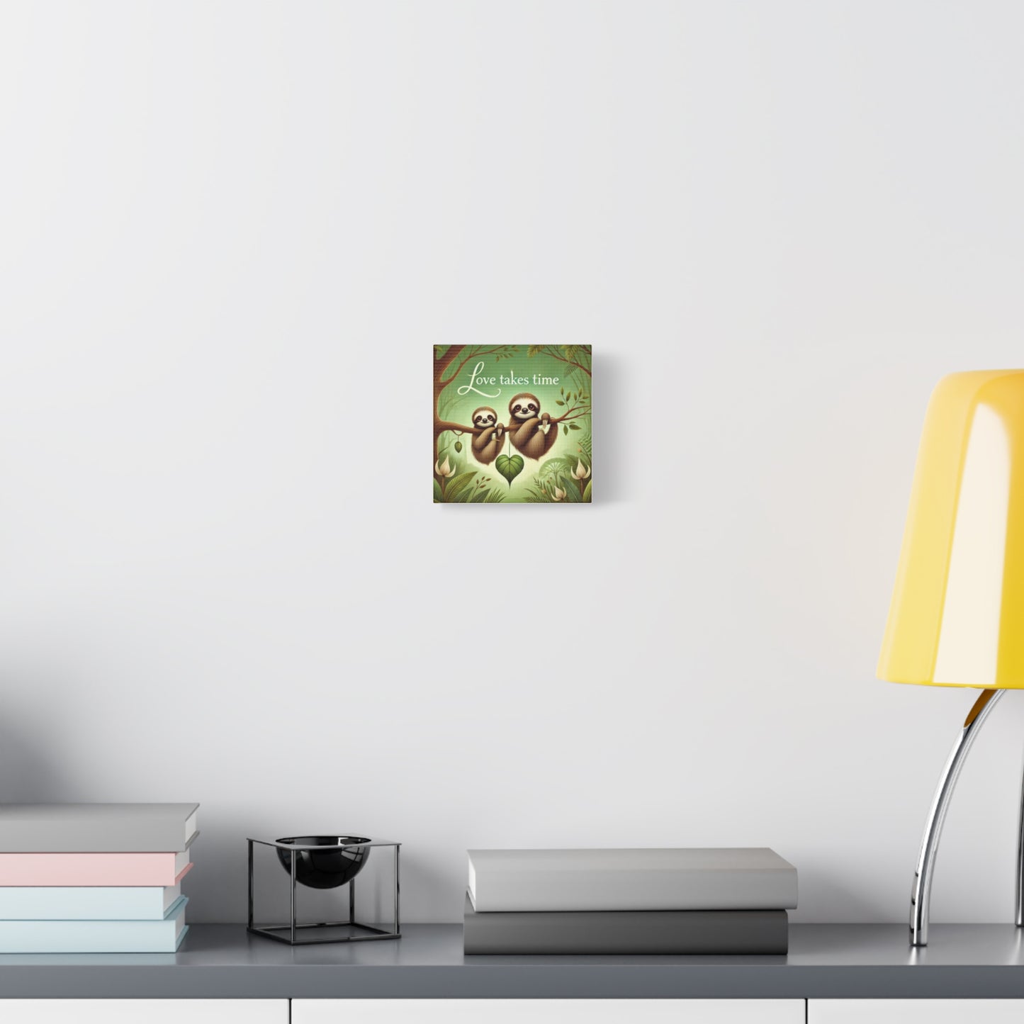 Sloth Love Canvas Wall Art, Cute Nursery Decor, Animal Illustration, Gift for Sloth Lovers, Children's Room, Love Takes Time Quote