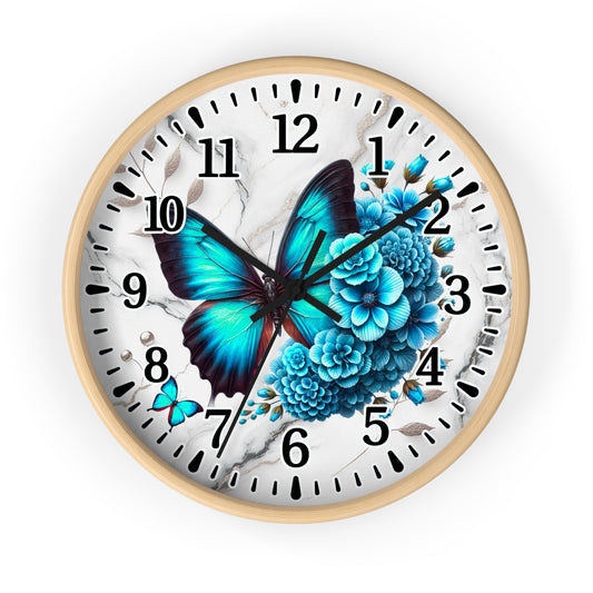 Butterfly Bloom Wall Clock, Floral Home Decor, Gift for Nature Lovers, Modern Office Clock, Boho Style Wall Art