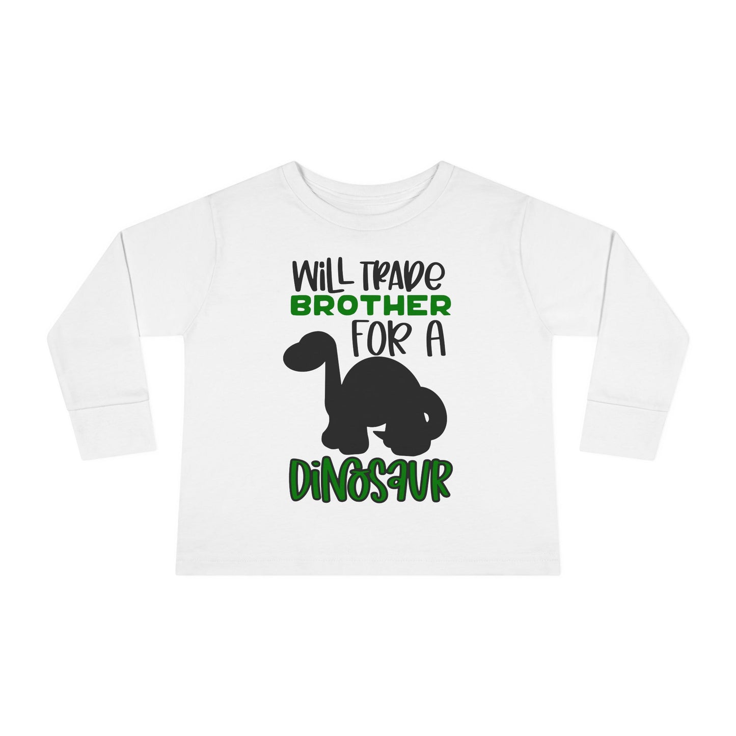 Dinosaur-Themed Toddler Long Sleeve Tee - 'Will Trade Brother for a Dinosaur', Cute Kids' Apparel, Birthday Gift, Toddler Fashion, [...]