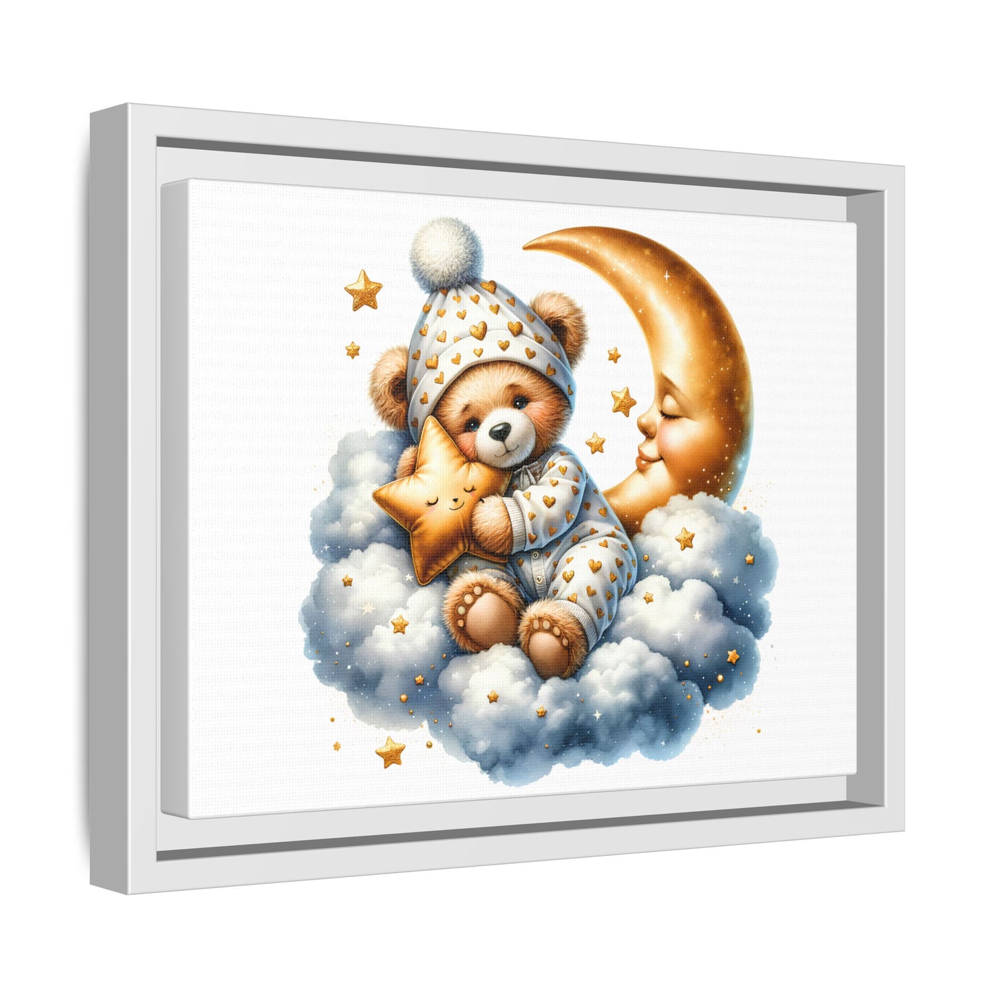 Whimsical Bear Canvas Art Print, Nursery Decor, Baby Shower Gift, Kids Room Wall Art, Playroom Decoration, Sweet Dreams Theme