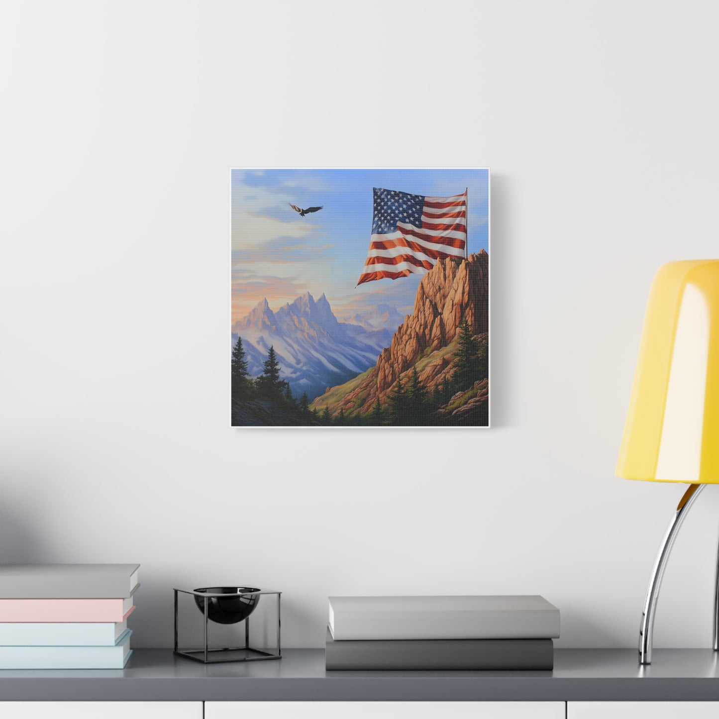 American Flag Mountain Canvas Wall Art, Patriotic Home Decor, Nature Artwork, Gift for Veterans, Independence Day Decoration, 4th of [...]