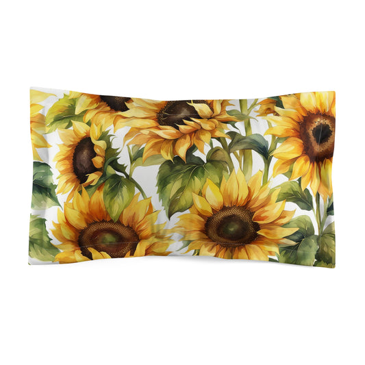 Sunflower Microfiber Pillow Sham, Floral Bedding, Home Decor, Cozy Bedroom Accent, Gift for Plant Lovers