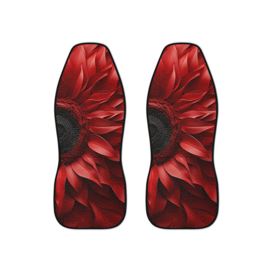 Vibrant Floral Car Seat Covers, Decorative Car Accessories, Auto Interior Decor, Red Flower Print, Gifts for Car Lovers