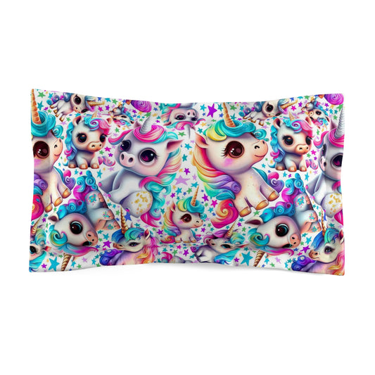 Whimsical Unicorn Microfiber Pillow Sham – Cozy Bedroom Decor, Kids Room Theme, Magical Gifts, Fun Nursery Accessory, Dreamy Sleep Decor