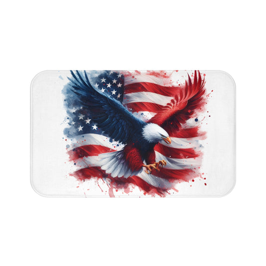 Patriotic Eagle Bath Mat - American Flag Vibe, Perfect for Home Decor, 4th of July, Gifts for Veterans, Rustic Bathroom