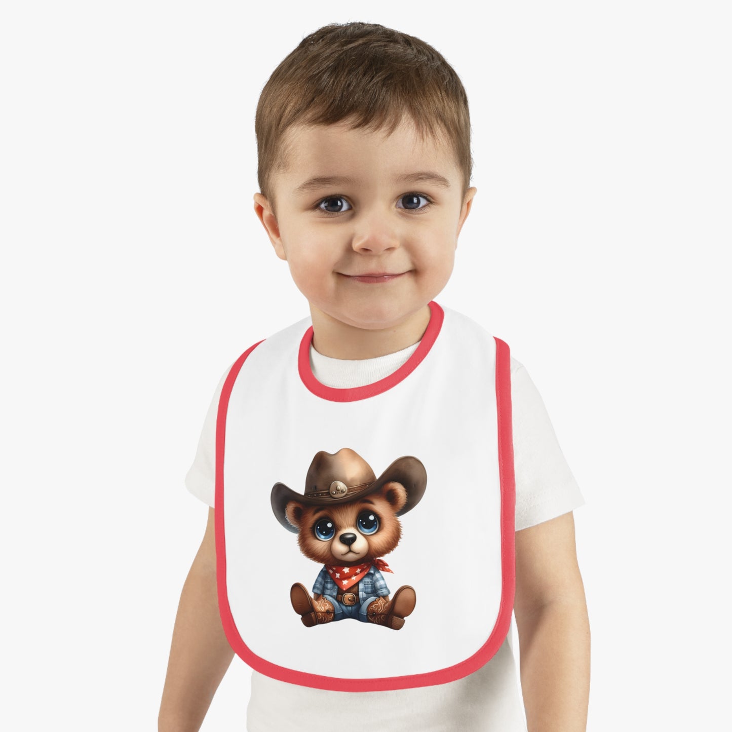 Cowboy Bear Baby Bib, Cute Baby Outfit, Newborn Gift, Baby Shower Present, Western Themed Bib, Fun Feeding Accessory