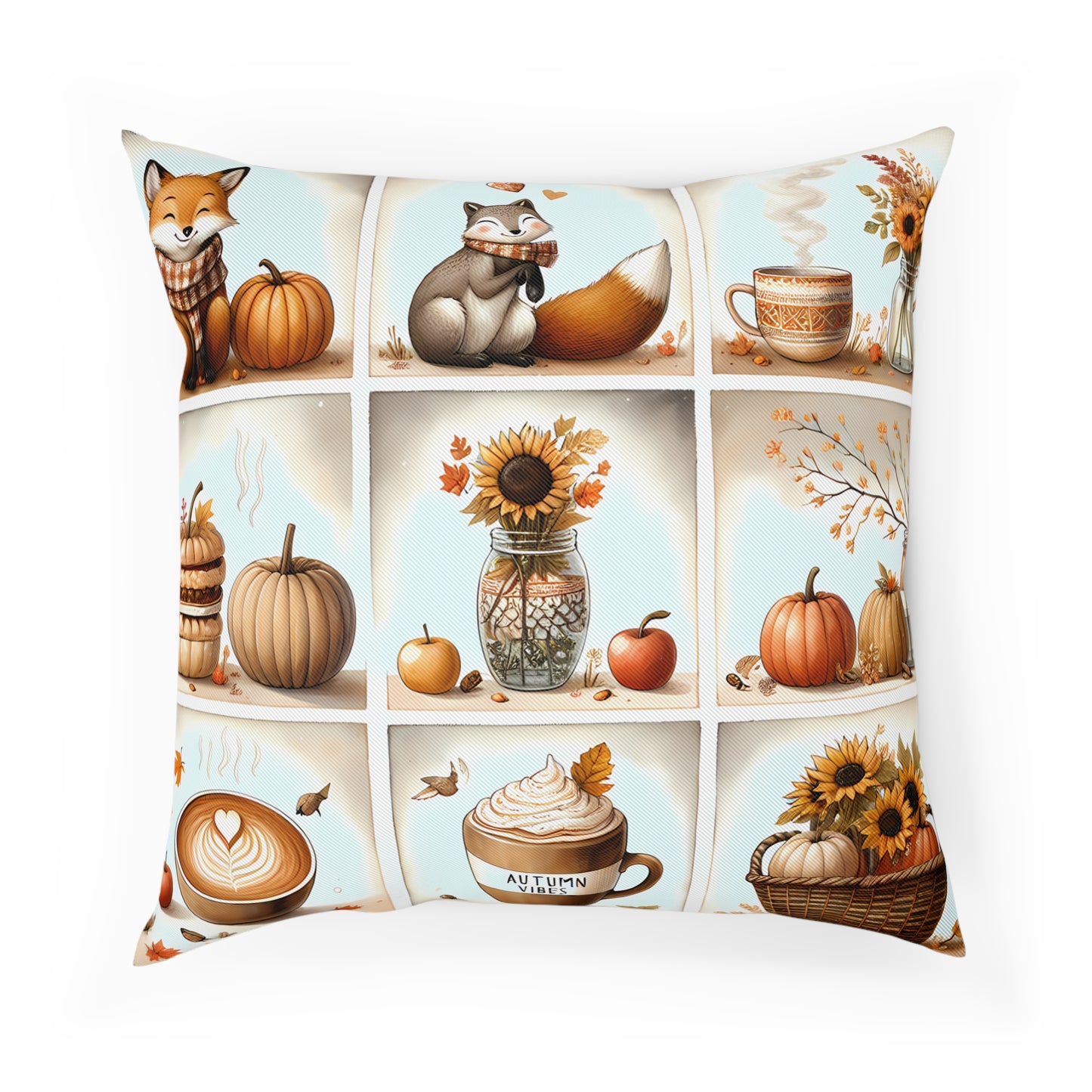 Cozy Autumn Cushion, Fall Decor Pillow, Pumpkin Spice Pillow, Harvest Home Accent, Gift for Coffee Lovers