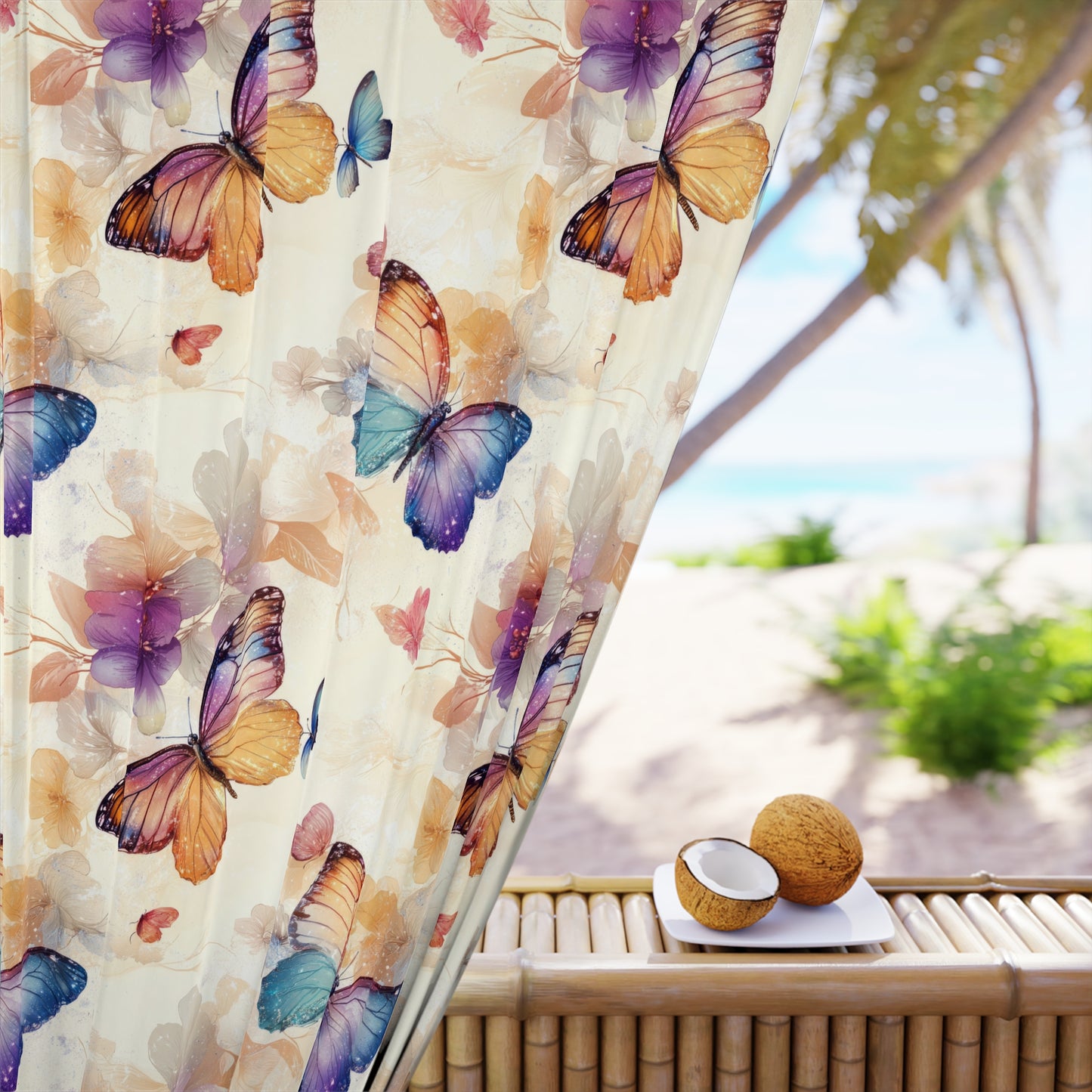 Butterfly Print Window Curtains, Home Decor, Living Room, Elegant Drapery, Nature Inspired, Gift for Butterfly Lovers