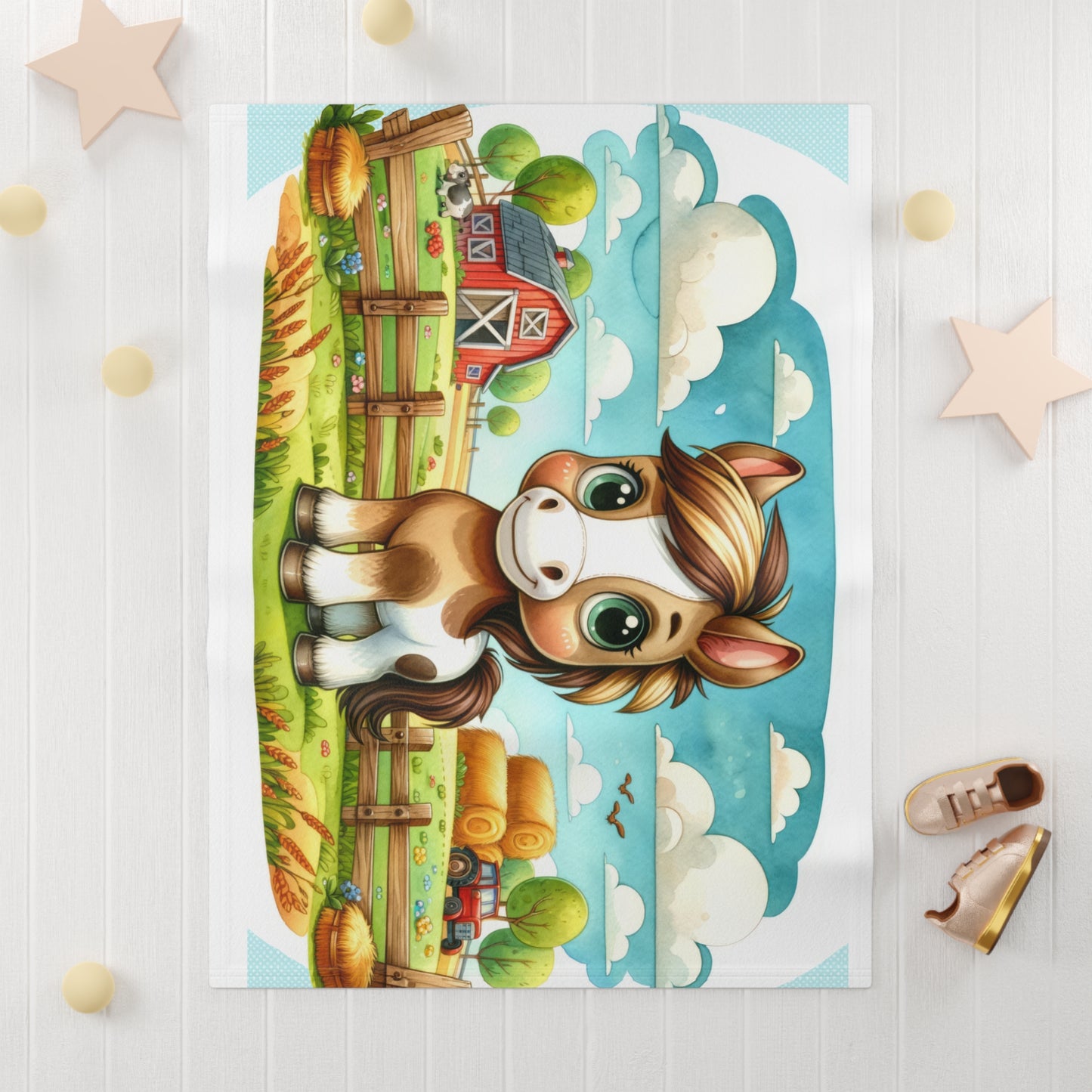 Cozy Farm Animal Baby Blanket, Cute Fleece Baby Blanket, Nursery Decor, Baby Shower Gift, Soft Plush Blanket for Infants, Kids