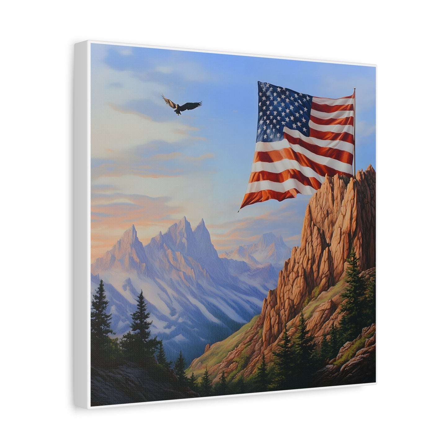 American Flag Mountain Canvas Wall Art, Patriotic Home Decor, Nature Artwork, Gift for Veterans, Independence Day Decoration, 4th of [...]