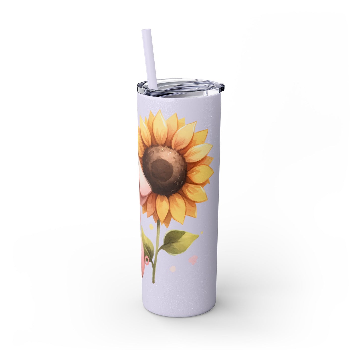 Cute Piggy Skinny Tumbler with Straw, Pig Tumbler, Sunflower Cup, Farmhouse Decor, Gift for Animal Lovers, Fun Drinkware