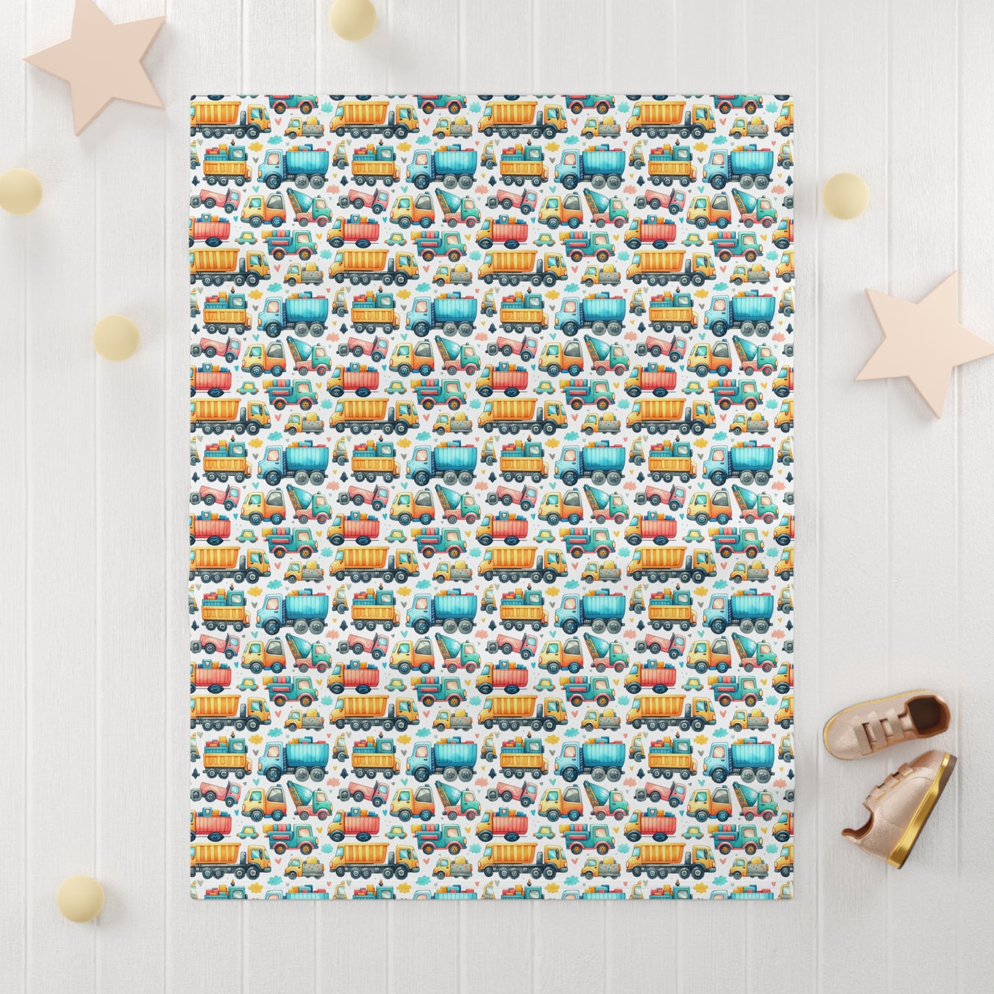 Colorful Vehicle Baby Blanket | Cozy Toddler Blanket, Nursery Gift, Soft Fleece Throw, Baby Shower Present, Playroom Decor