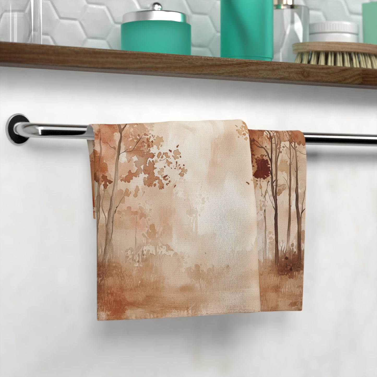 Autumn Landscape Face Towel, Spa Gift, Eco-Friendly Bathroom Decor, Fall Aesthetic Towels, Cozy Home Accessory