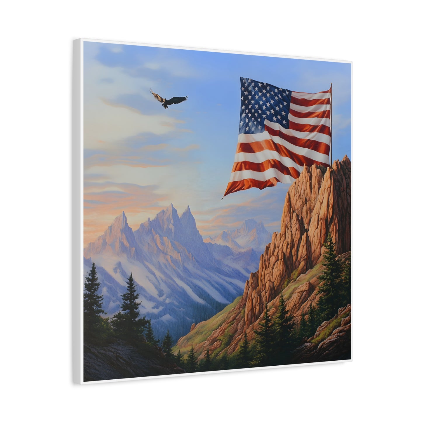 American Flag Mountain Canvas Wall Art, Patriotic Home Decor, Nature Artwork, Gift for Veterans, Independence Day Decoration, 4th of [...]