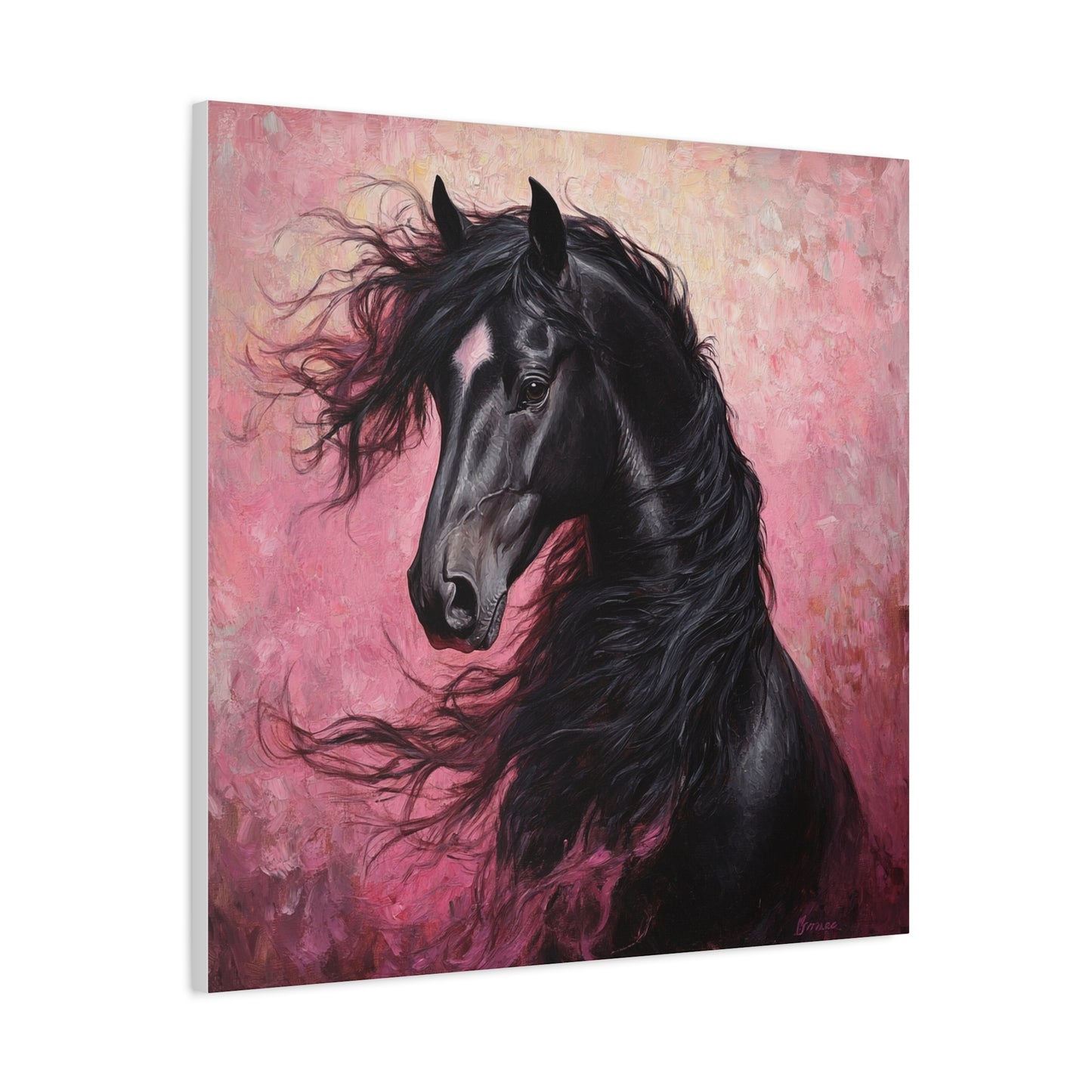 Black Horse Framed Canvas Wall Art, Equine Decor, Equestrian Gift, Horse Lover Home Decor, Rustic Wall Art, Animal Painting