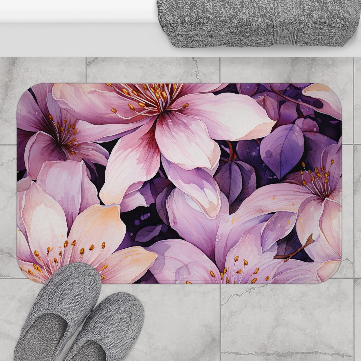 Floral Bath Mat | Luxurious Home Decor, Spring Vibes, Bathroom Accessory, Gift for Her, Mother's Day Decor