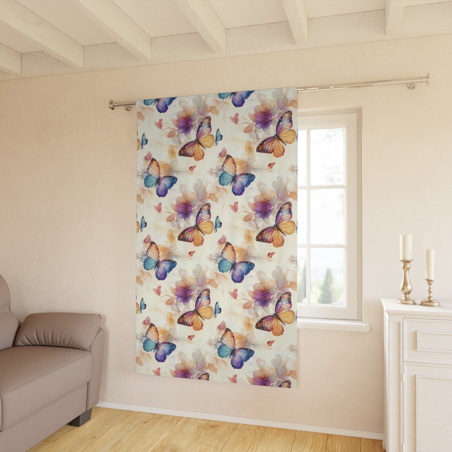Butterfly Print Window Curtains, Home Decor, Living Room, Elegant Drapery, Nature Inspired, Gift for Butterfly Lovers