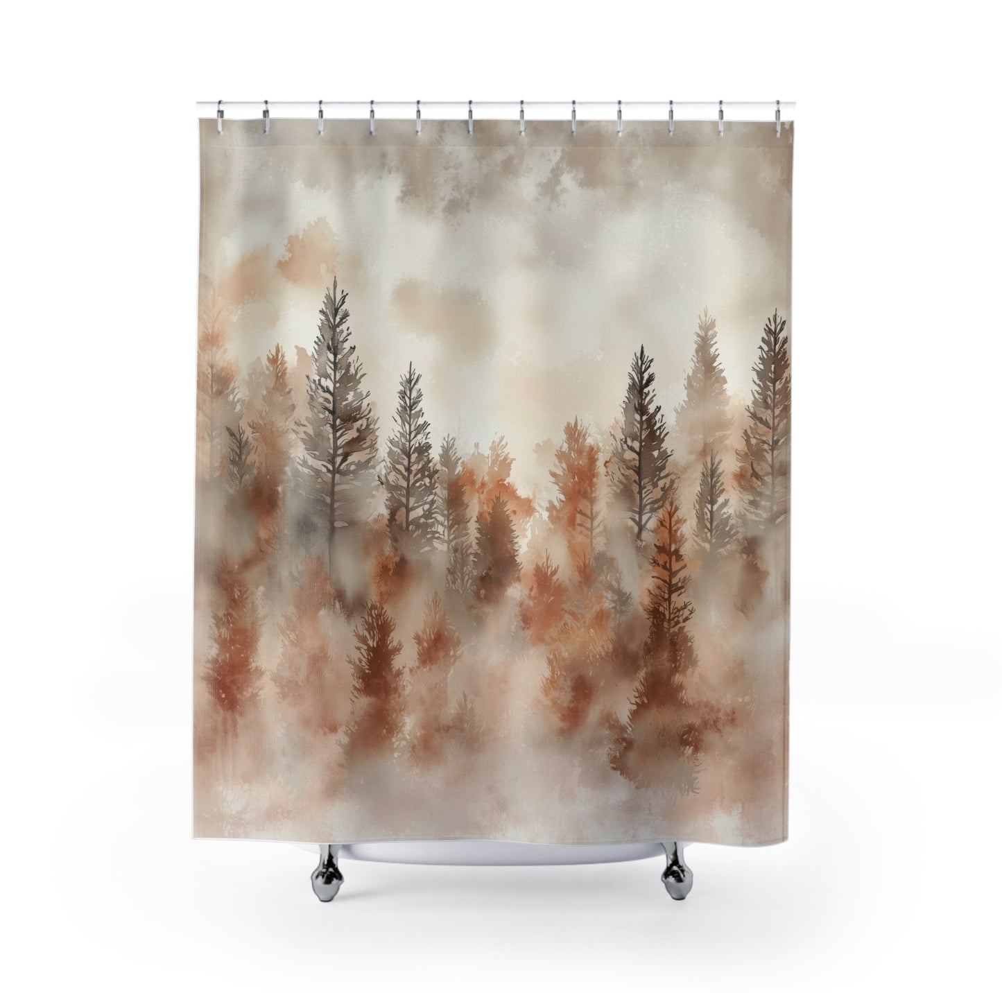 Serene Forest Shower Curtain, Nature-Inspired Bathroom Decor, Rustic Home Accent, Gift for Nature Lovers, Boho Bathroom Style