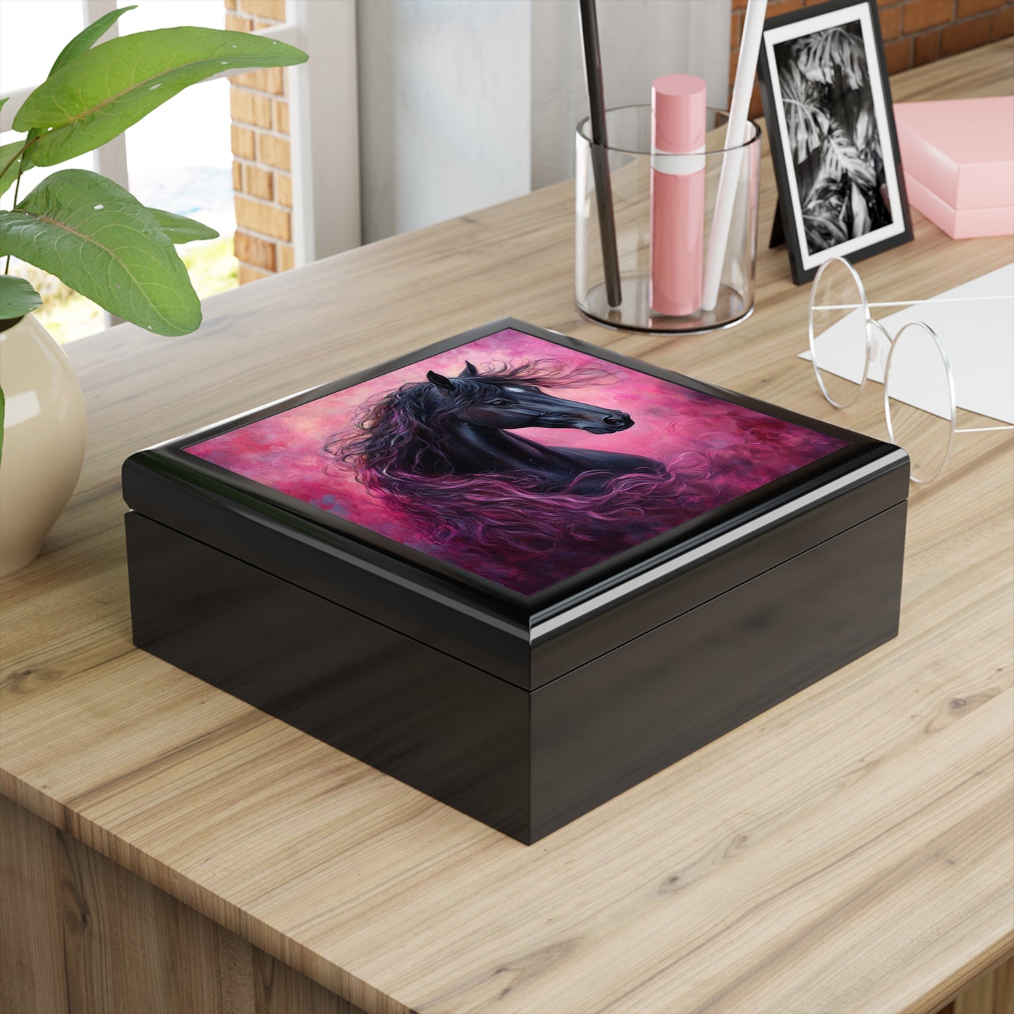 Unique Horse Artwork Jewelry Box, Horse Lover Gift, Elegant Keepsake Organizer, Home Decor with Artistic Design, Birthday Gift