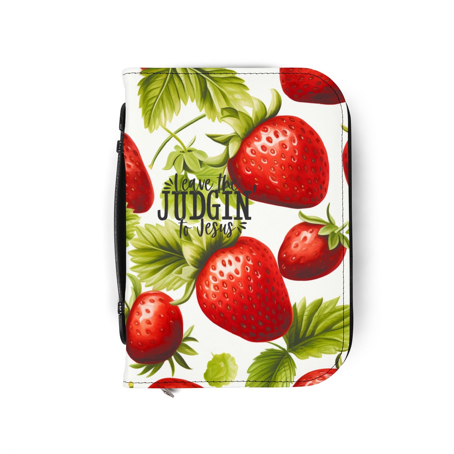 Strawberry Bible Cover, Floral Christian Accessory, Gift for Worship, Religious Journal Case, Church Essentials, Devotional Keeper