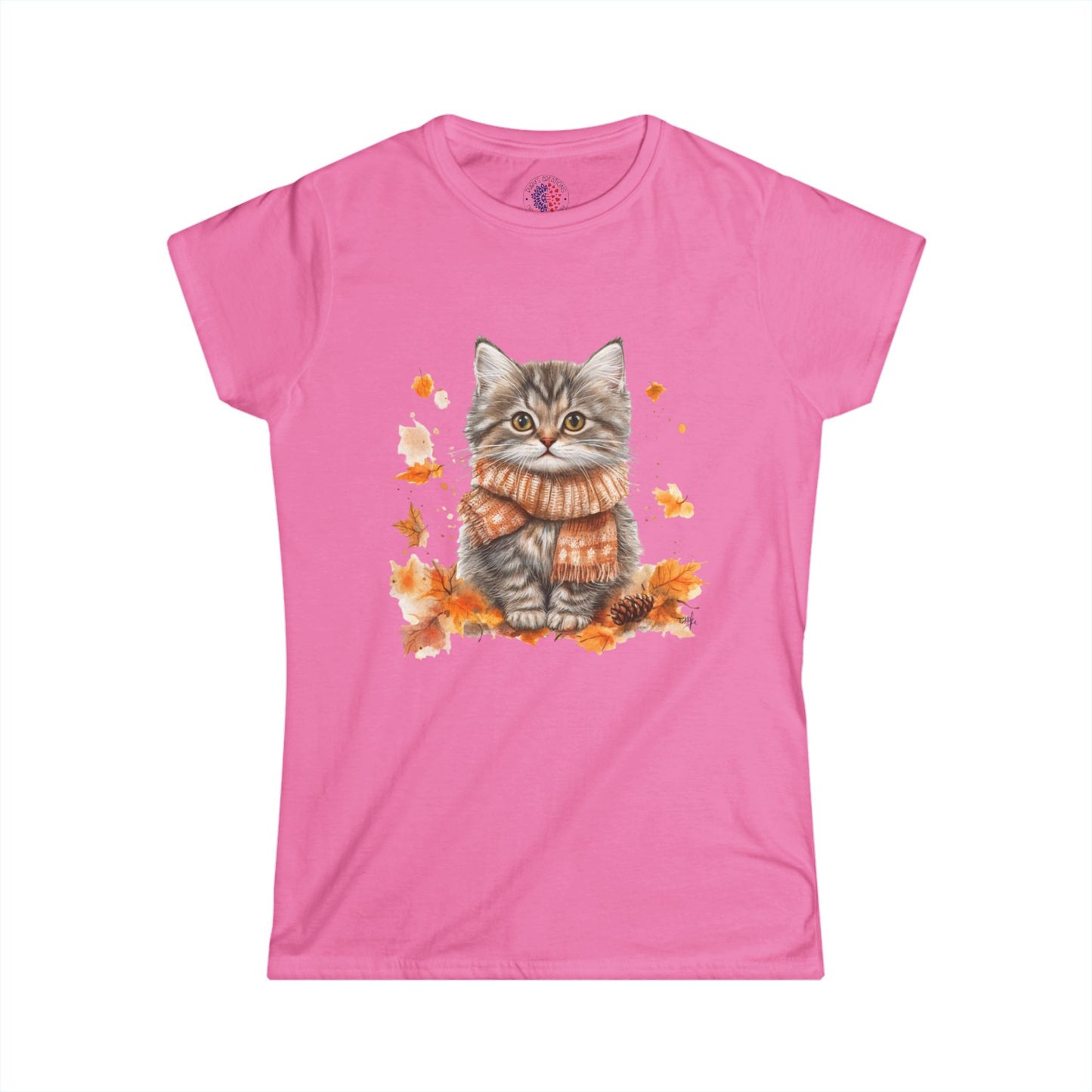 Cozy Cat Autumn Tee, Cute Cat Shirt, Fall Fashion Top, Gift for Cat Lovers, Casual Everyday Wear, Women's Tee