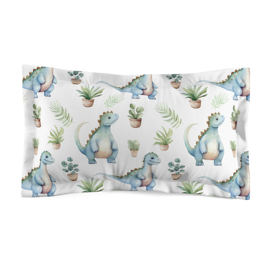 Cute Dinosaur Microfiber Pillow Sham, Kids Bedding, Nursery Decor, Whimsical Dinosaur Gifts, Toddler Bedroom