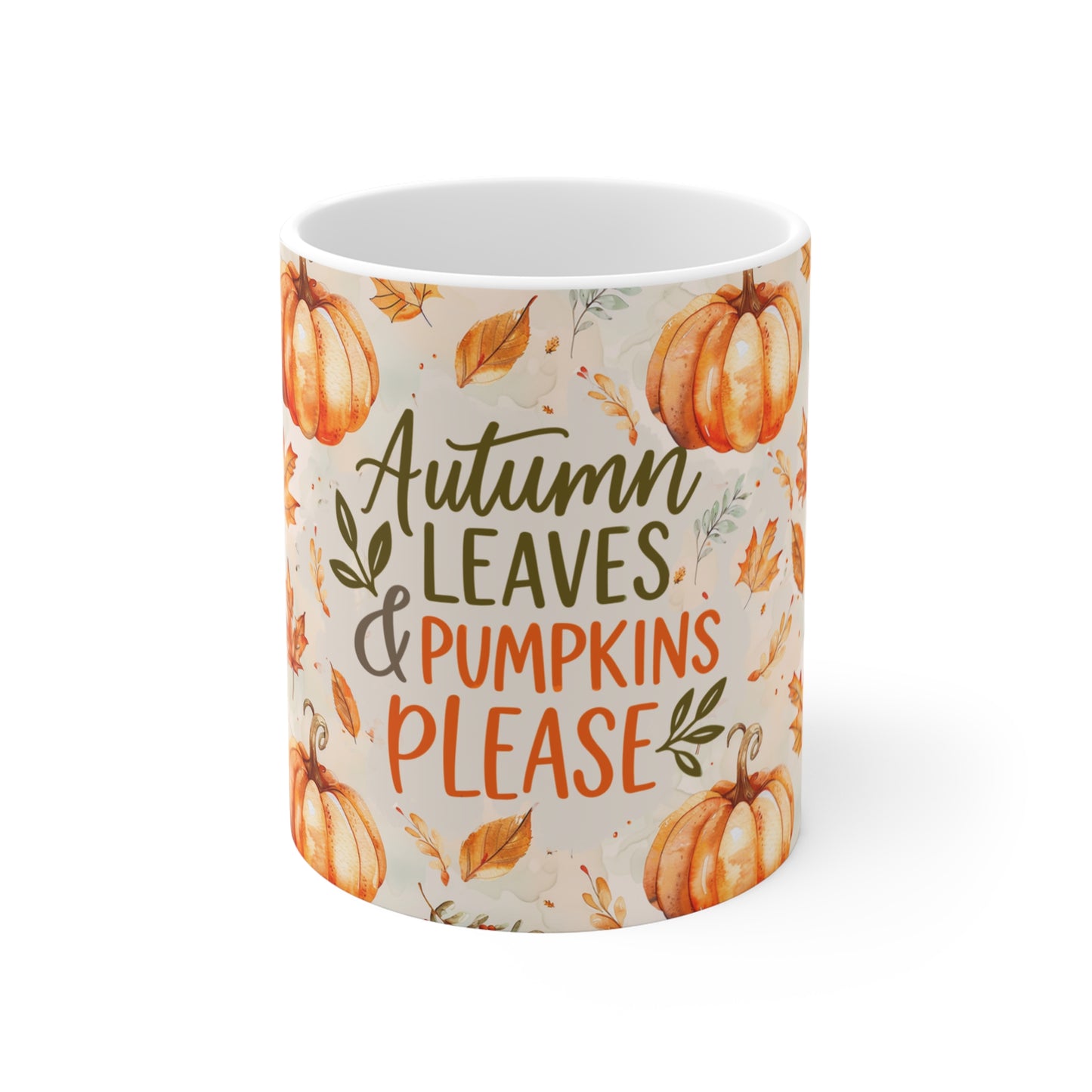 Autumn Leaves & Pumpkins Please Mug, Fall Coffee Cup, Harvest Decor, Seasonal Mugs, Thanksgiving Gift, Cozy Vibes