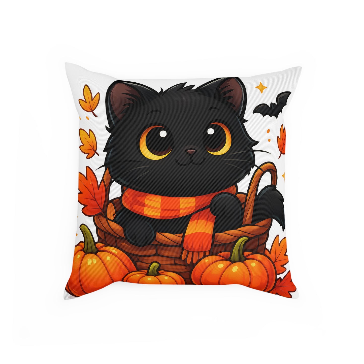 Cute Halloween Cat Cushion, Fall Decor, Cozy Home Accent, Cat Lover Gift, Autumn Pillow, Seasonal Cushion