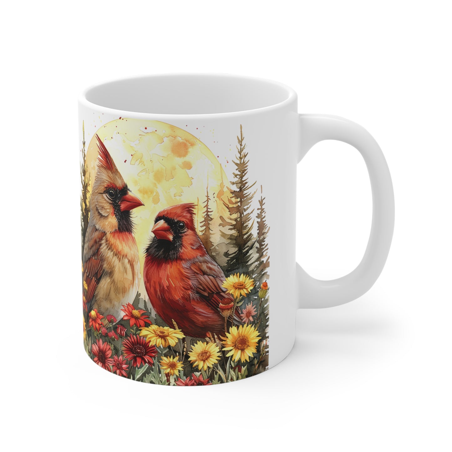 11 oz. Cardinal & Floral Mug | Nature Lover Gift