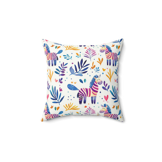 Colorful Zebra Decorative Pillow, Kids Room Decor, Playful Home Accent, Fun Gift, Animal Print Cushion, Nursery Pillow