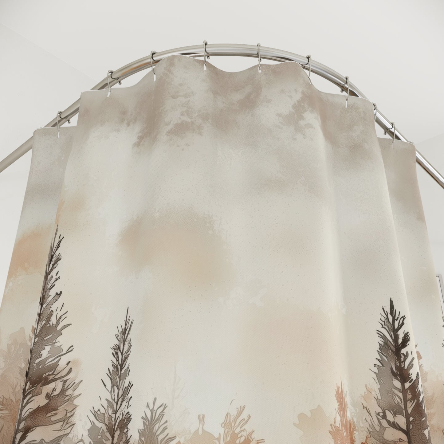 Serene Forest Shower Curtain, Nature-Inspired Bathroom Decor, Rustic Home Accent, Gift for Nature Lovers, Boho Bathroom Style