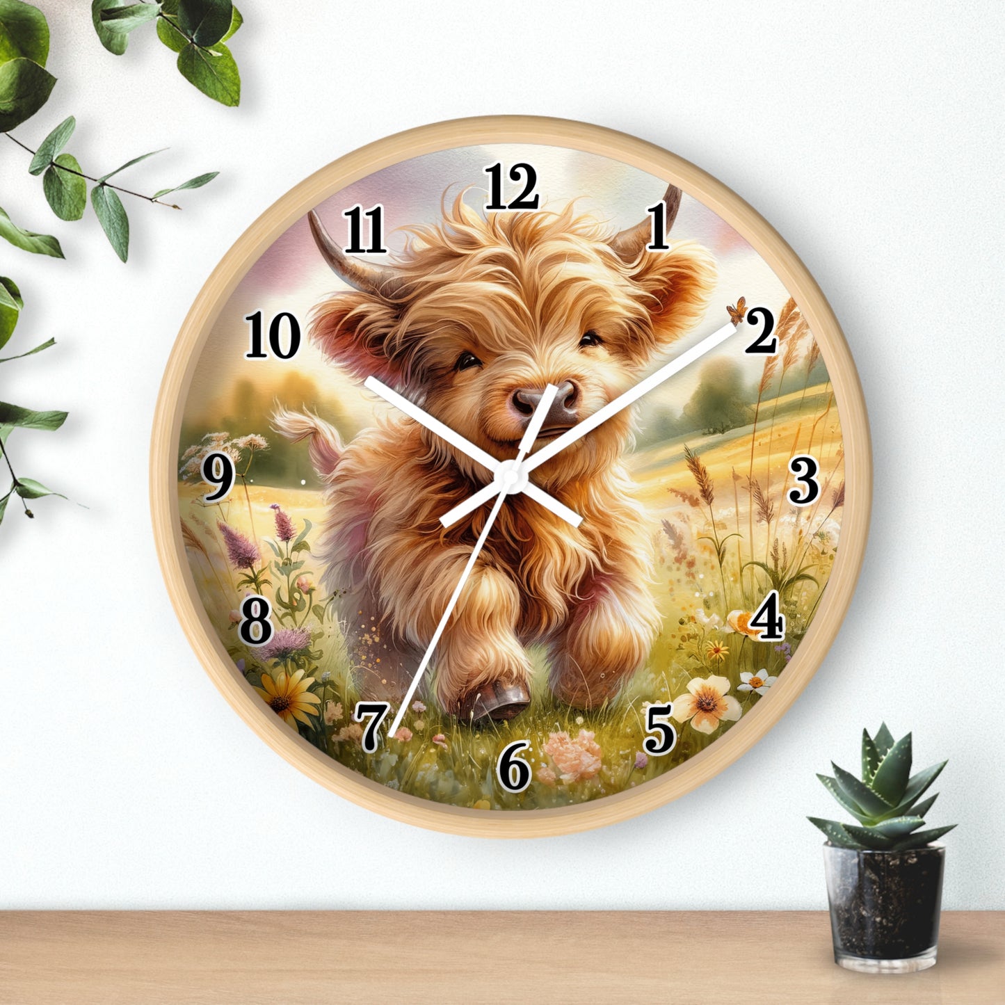 Cute Highland Cow Wall Clock, Farmhouse Decor, Country Home Accent, Birthday Gift, Animal Lover's Wall Art