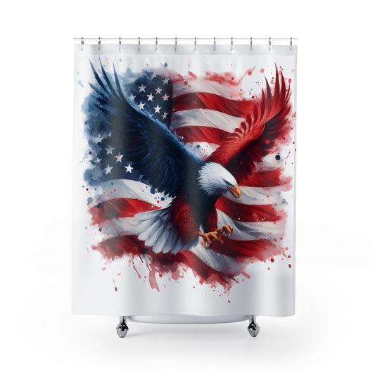 Patriotic Eagle Shower Curtain, American Flag Bathroom Decor, Unique Home Accent, Independence Day Gift, USA Pride Decoration