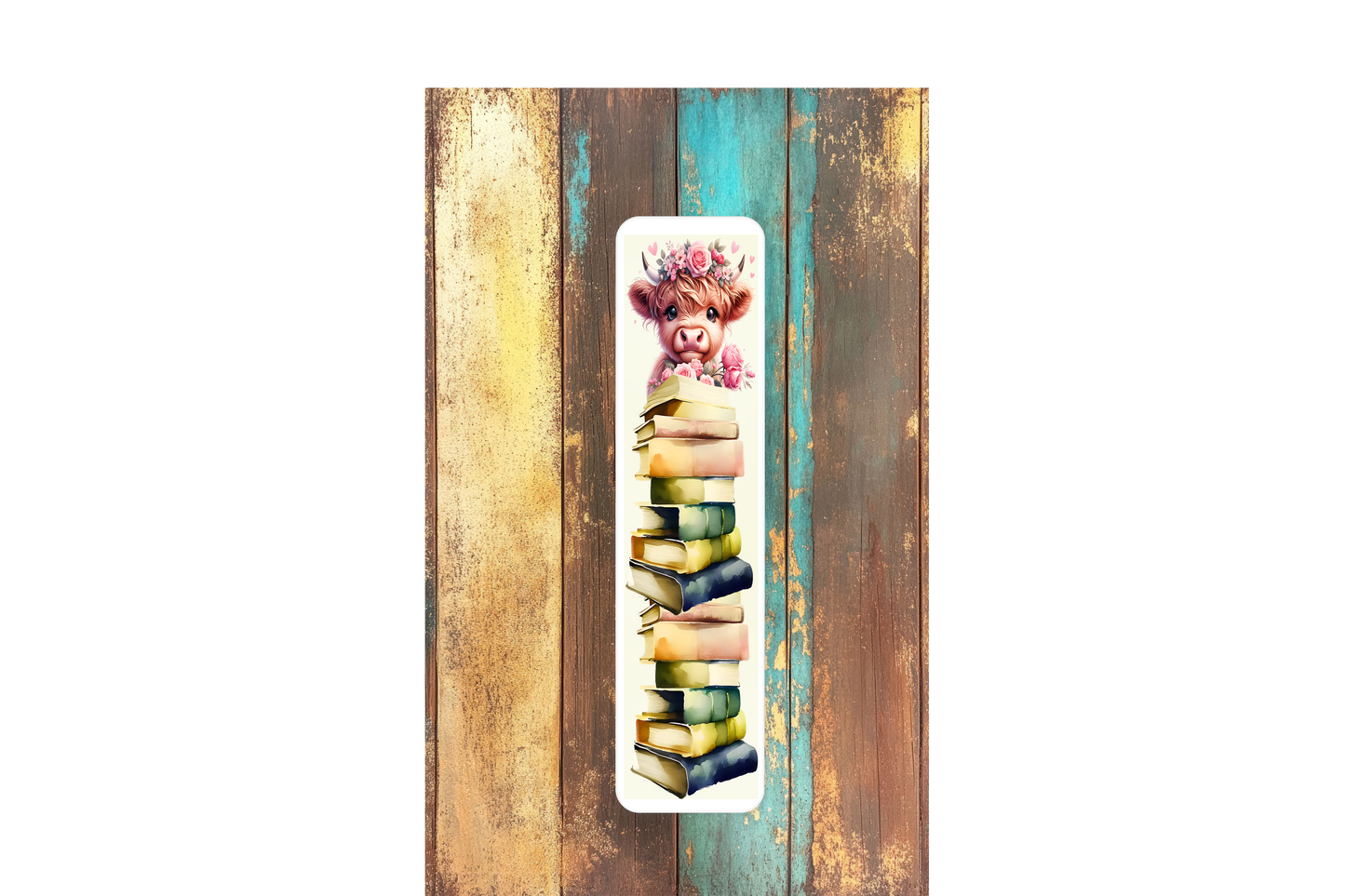Sublimation Printed Cow on Books bookmark