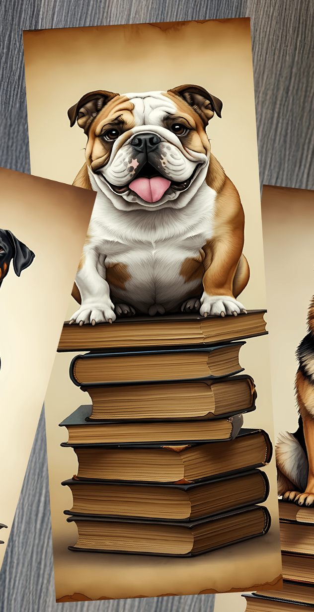 Sublimation Printed Dogs ON Books Bookmarks