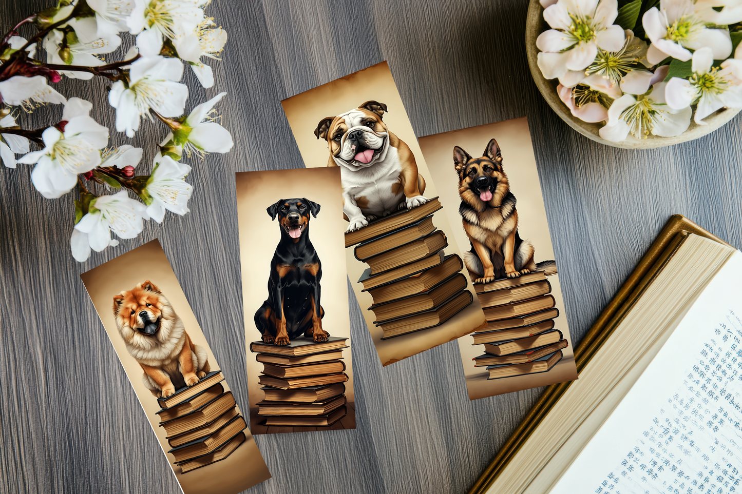 Sublimation Printed Dogs ON Books Bookmarks