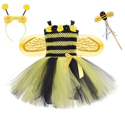 Arrival Bee Shape Tulle Dress – Halloween Design Party Performance Costume Set-0